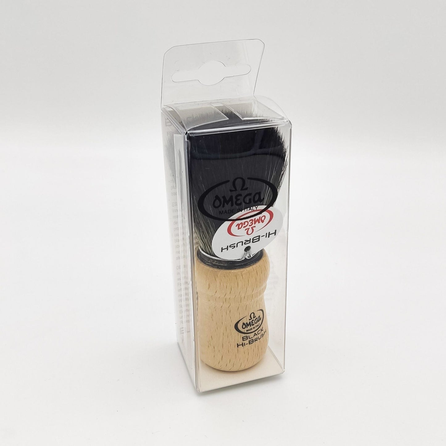 Omega Synthetic Fiber Beard Brush with Beech Wood Handle