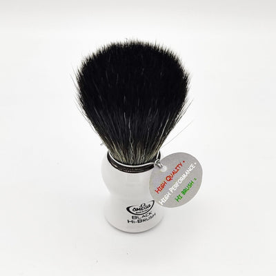 Omega Hi-Brush Synthetic Shaving Brush with White Handle
