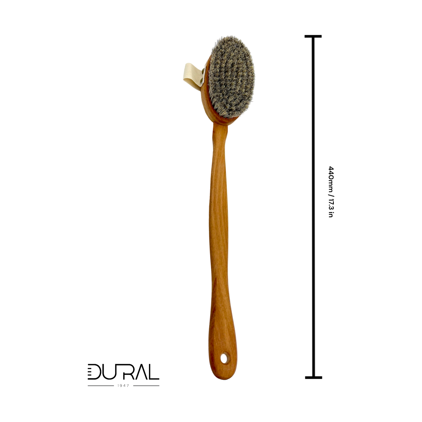 Cepillo de baño de madera de haya vaporizada Dural con cerdas de pelo de caballo y sisal