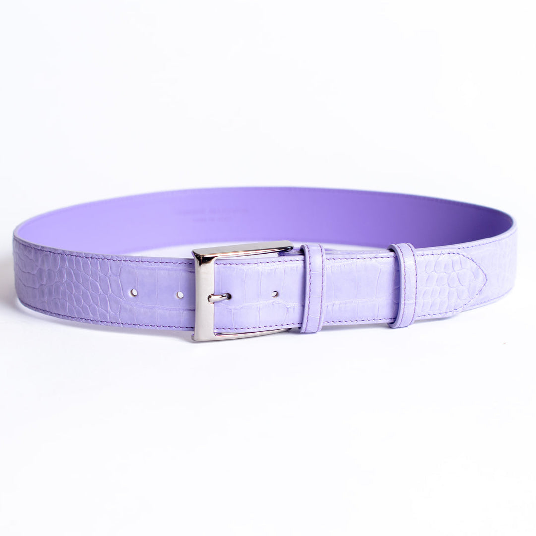 Ceinture en cuir pleine fleur lavande - Artisanat italien fait main