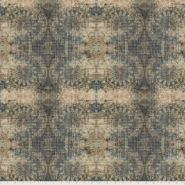 Tissu en coton à médaillons indigo atténués - 44"/45" par yard