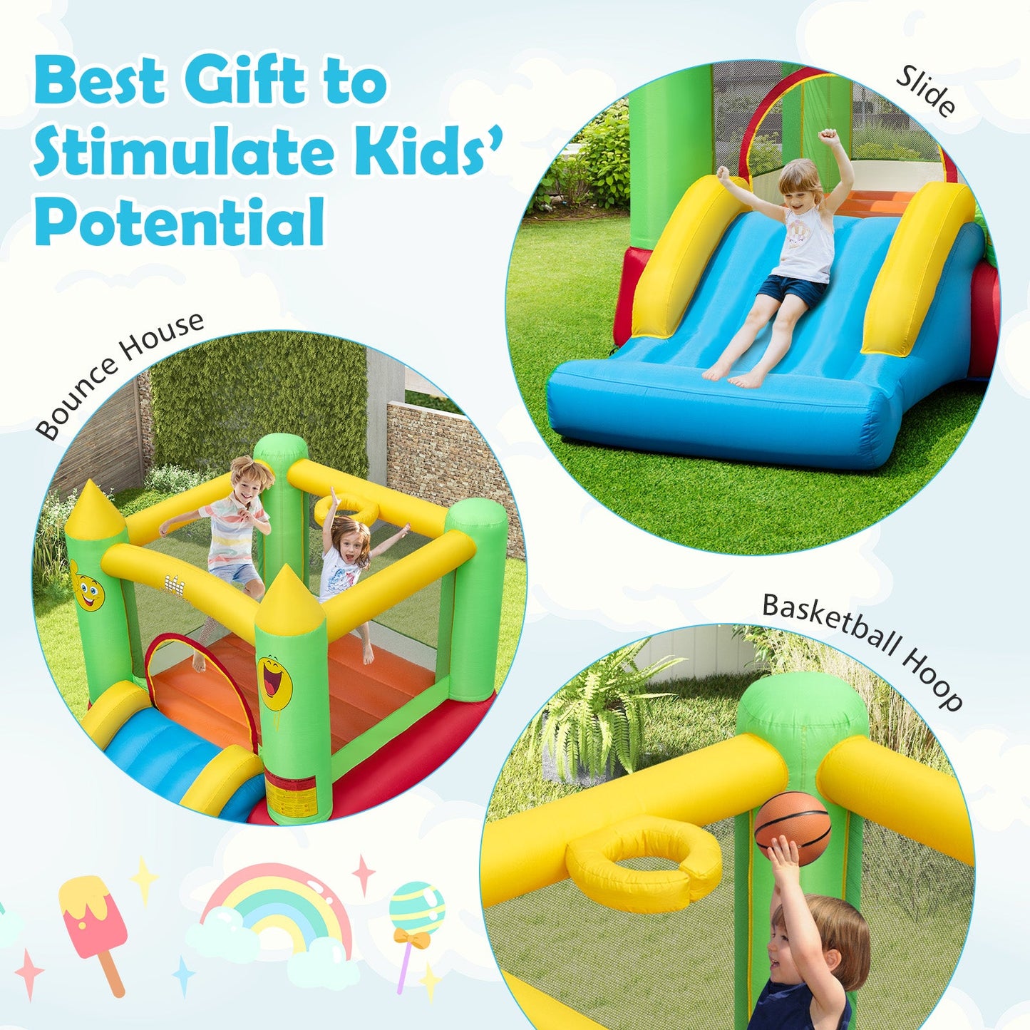 Castillo Inflable con Tobogán para Niños