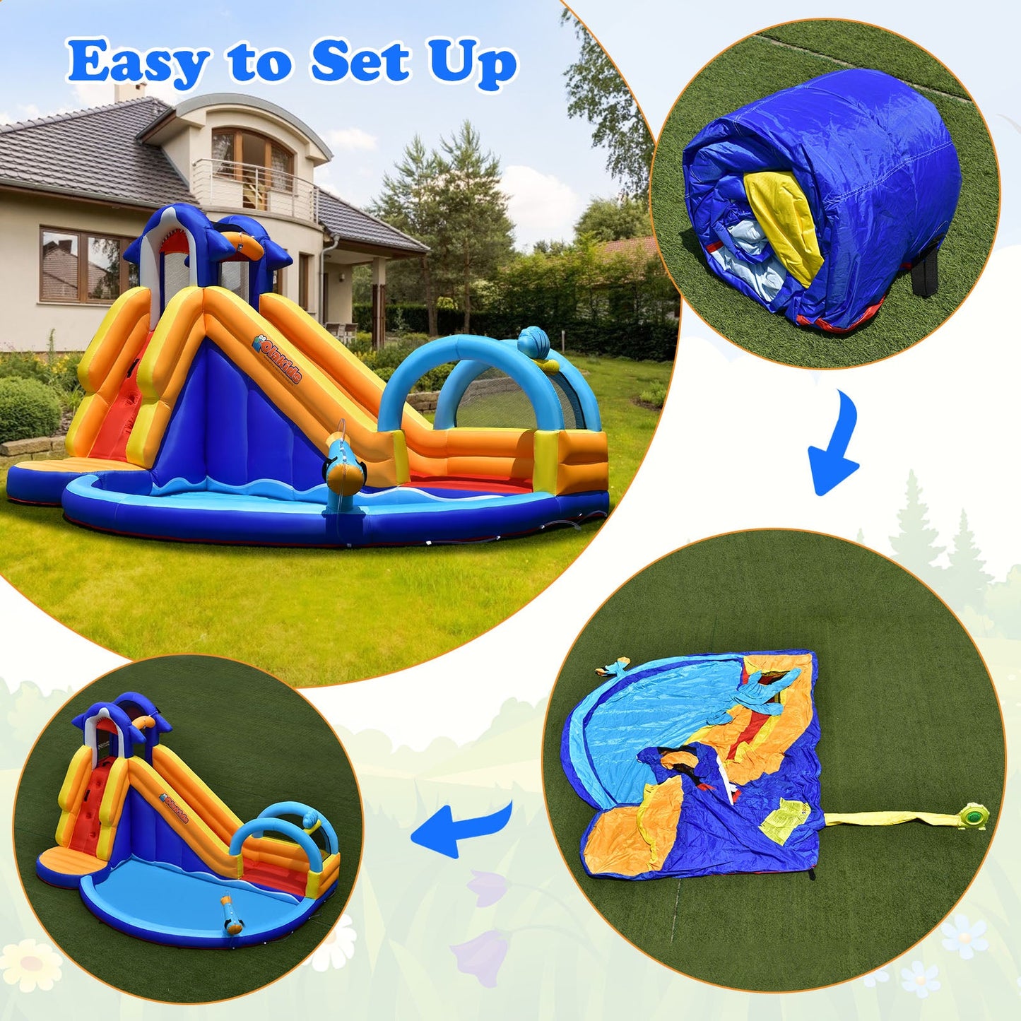 Premium Inflatable Bouncy House with Slide & Splash Pool