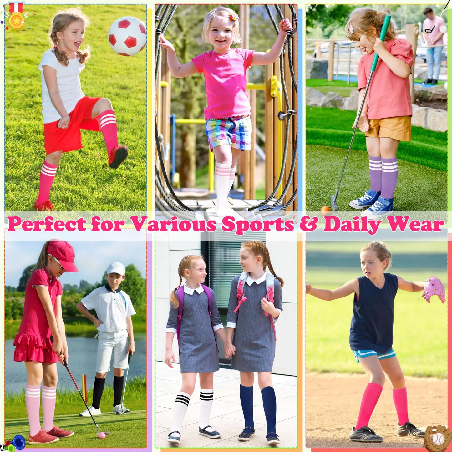 Toddler Athletic Socks - 3 Pack in Pink/White Variants