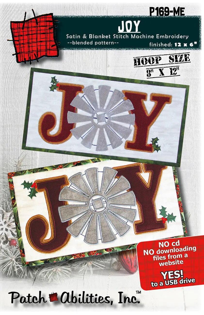 JOY Machine Embroidery Pattern for Festive Creations