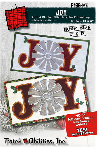 JOY Machine Embroidery Pattern for Festive Creations
