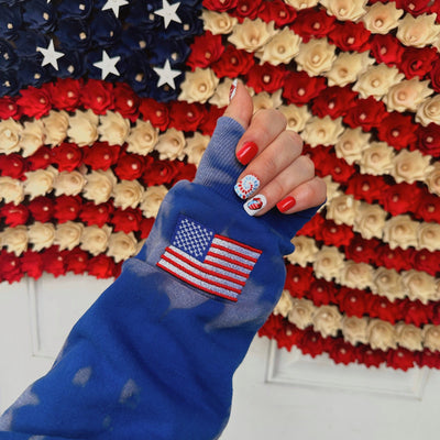 USA STITCH ♡ embroidered tie-dye sweatshirt with flag - Korvel