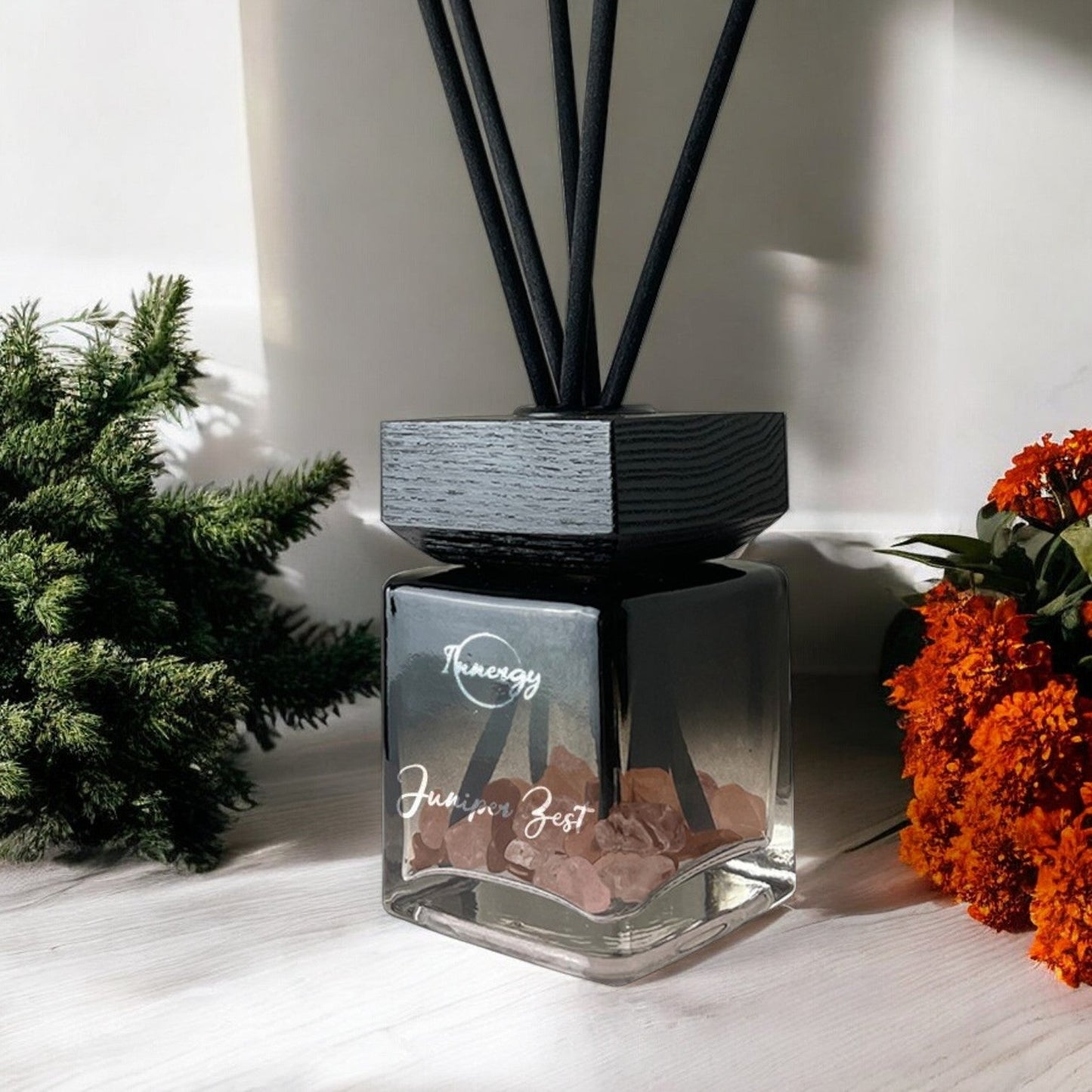 Juniper Zest Crystal-Infused Aromatherapy Reed Diffuser, 100ml - Korvel