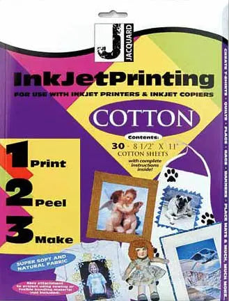 Feuilles de coton Jacquard pour imprimante à jet d'encre - Pack de 30, 8,5 x 11 pouces