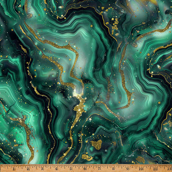 Tissu en coton Jade Midnight Flora de Hoffman Spectrum Print