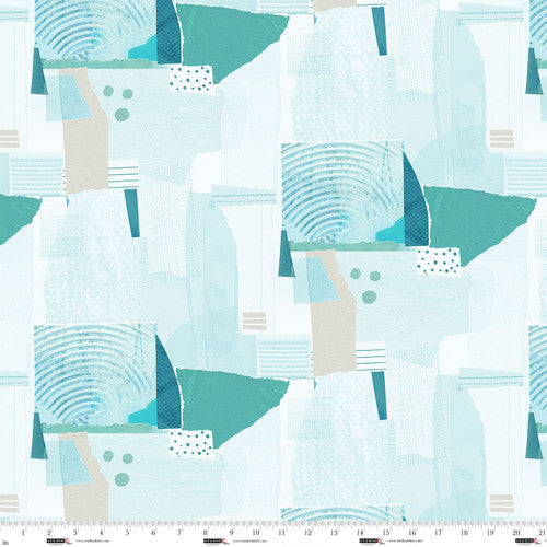 Jade Minimalist Collage Cotton Fabric - 44"/45" Per Yard