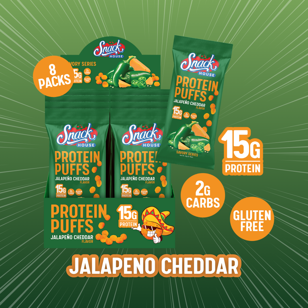 Jalapeño Cheddar Protein Puffs – 15 g Protein, Spicy Cheesy Crunch - Korvel