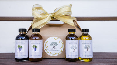 Gourmet Gift Box – 2 Olive Oils & 2 Balsamic Vinegars (Lemon, Tuscan Herb, Fig & Pear) - Korvel