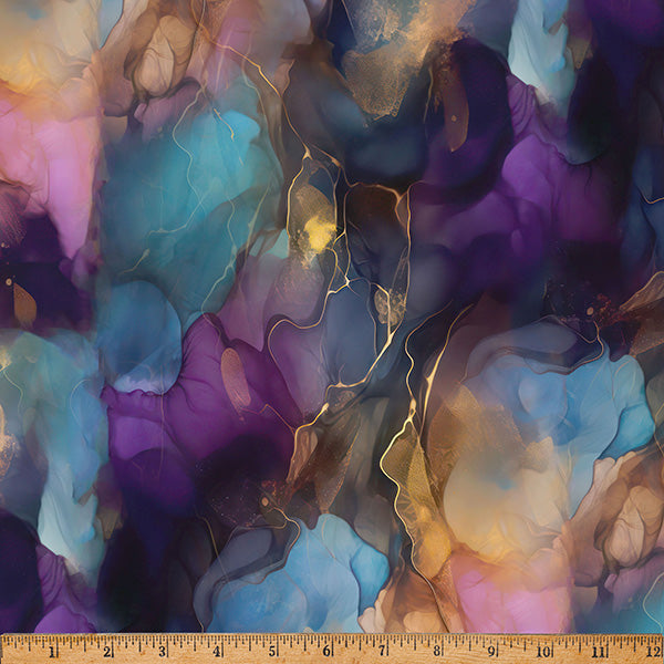 Tela de algodón Jewel Midnight Flora de Hoffman - 43"/44" por yarda