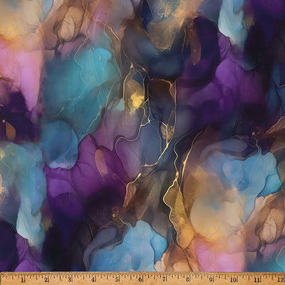 Jewel Midnight Flora Cotton Fabric by Hoffman - 43"/44" Per Yard