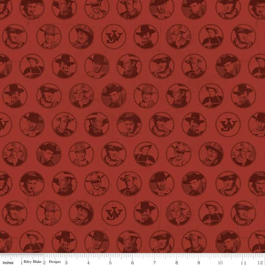 John Wayne American West Circles Red Fabric - 43"/44" Per Yard