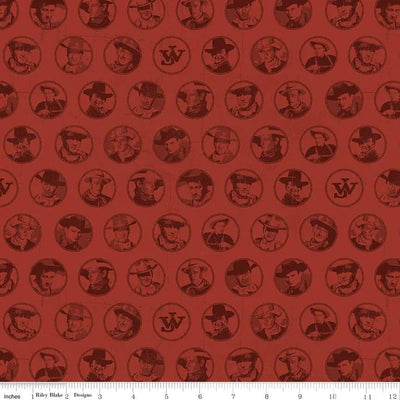 John Wayne American West Circles Red Fabric - 43"/44" Per Yard