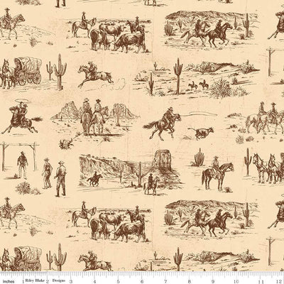 John Wayne American West Main Cream Fabric - 43"/44" Per Yard