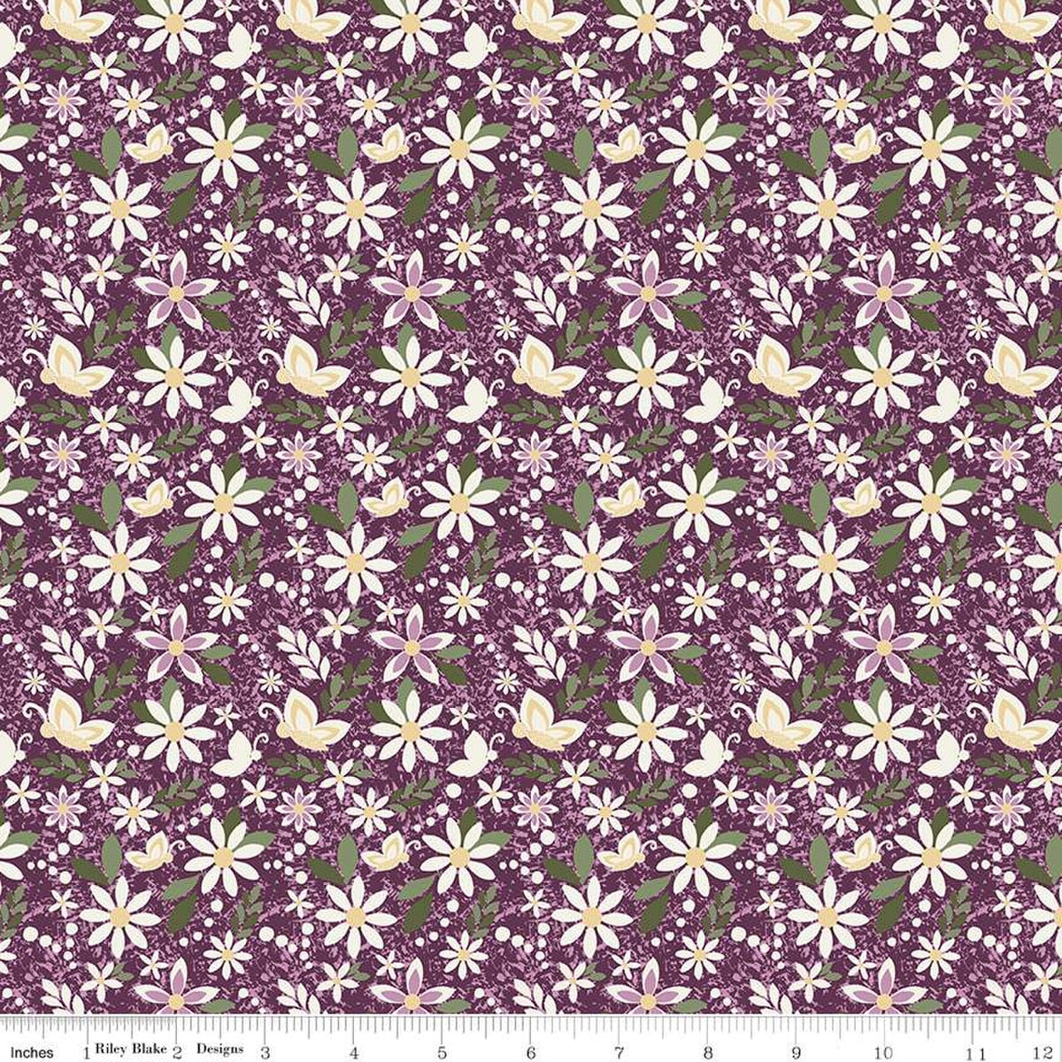 Juju's Petals Dance Purple Cotton Fabric - 43"/44" Per Yard