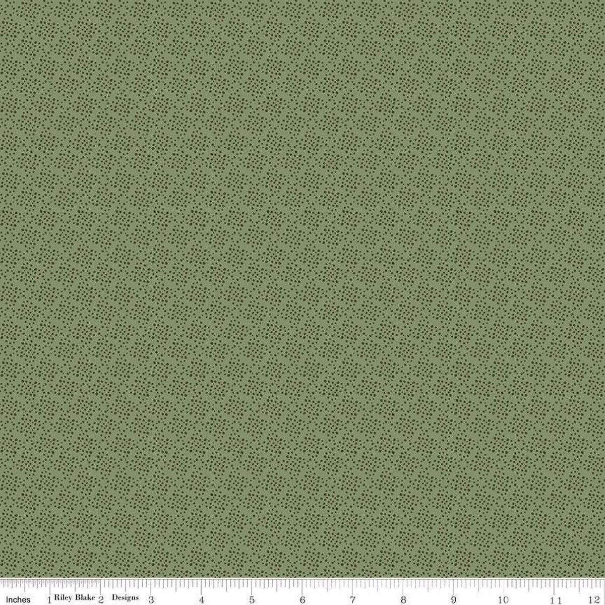 Tela de algodón verde con puntos de Juju's Petals - 43"/44" por yarda