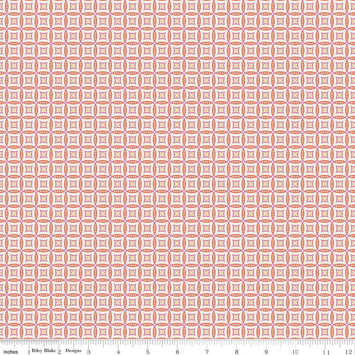 Juju's Petals Mosaic Orange Cotton Fabric - 43"/44" Per Yard