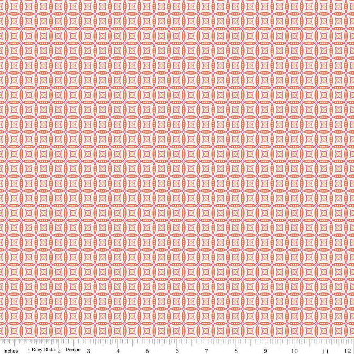 Juju's Petals Mosaic Orange Cotton Fabric - 43"/44" Per Yard