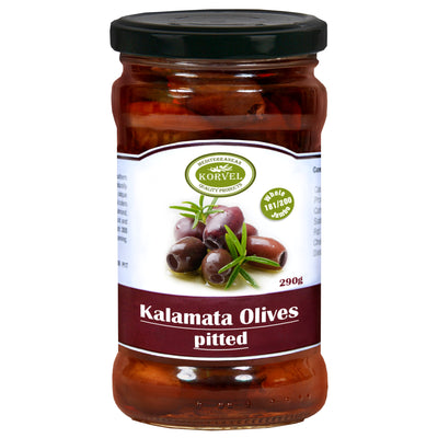 KORVEL Greek Kalamata olives pitted, Extra Large, 10.65 oz. - Korvel-Food Inc.
