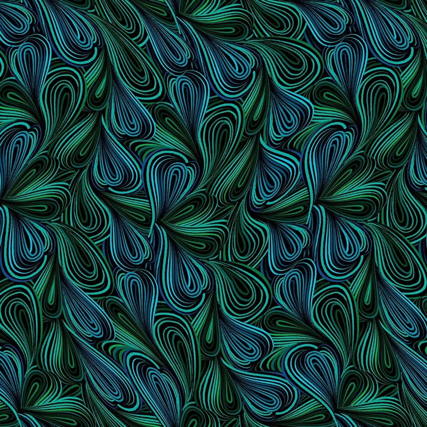 Tissu en coton large à motifs multicolores verts par yard