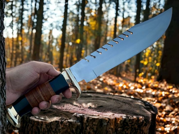 Custom Handmade Frontier Legend Bowie Knife – D2 Steel Blade & Leather Handle, 16" Length - Korvel