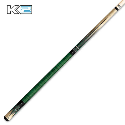 K2 Birdseye Cue Stick - Glossy Green and Black Design