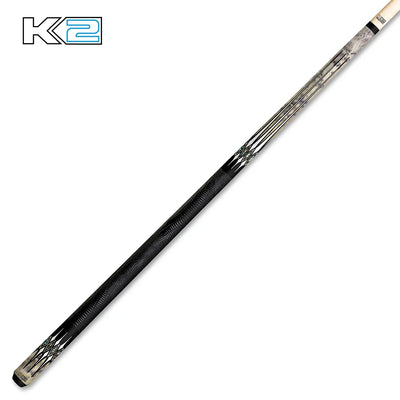 K2 Cue - Elegant Matte Grey with Abalone Inlays & Lizard Grip