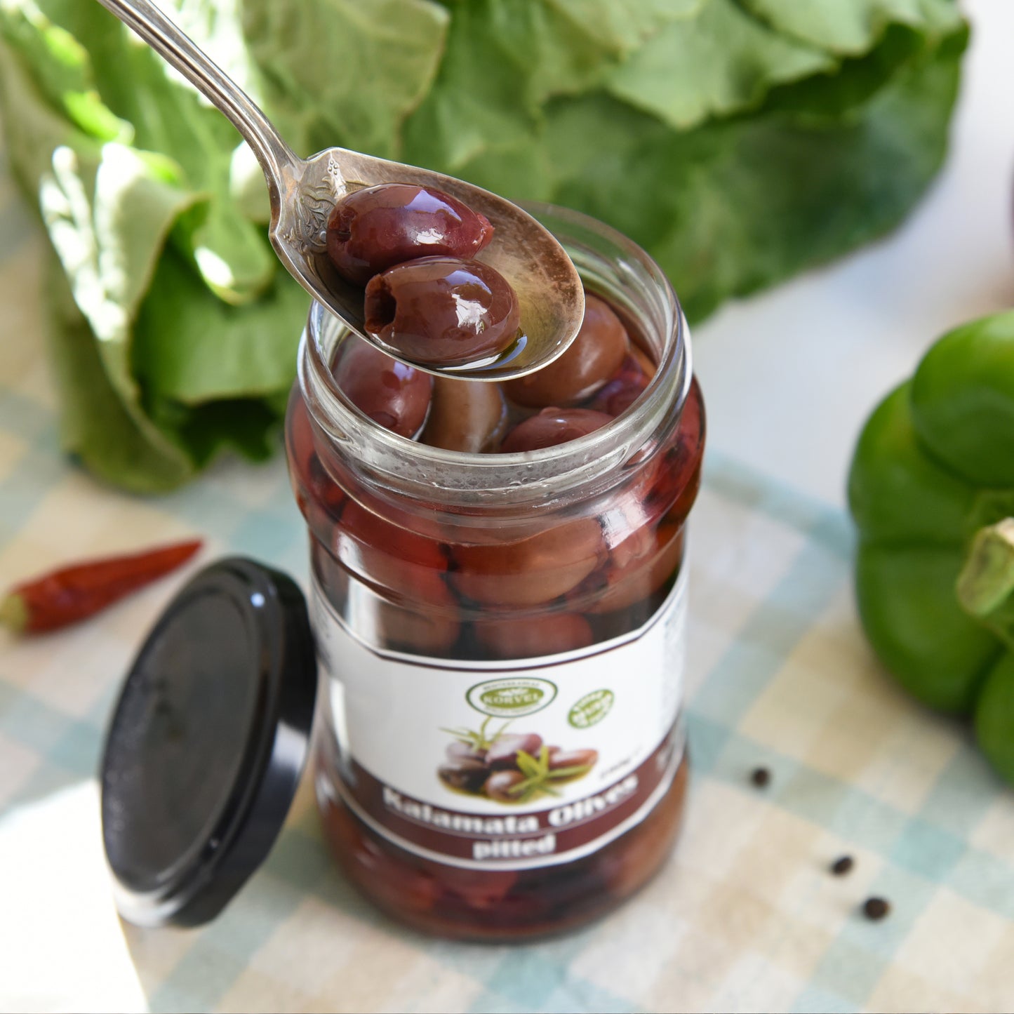 KORVEL Greek Kalamata olives pitted, Extra Large, 10.65 oz. - Korvel