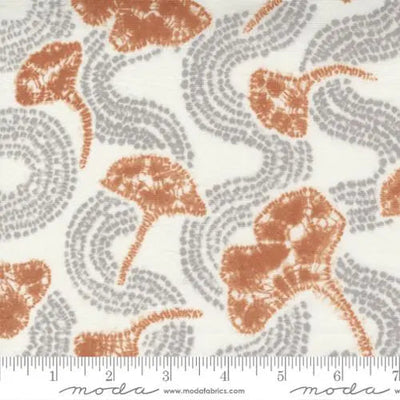 Kawa Pewter Ginko Leaf Shibori Fabric - 44"/45" Per Yard