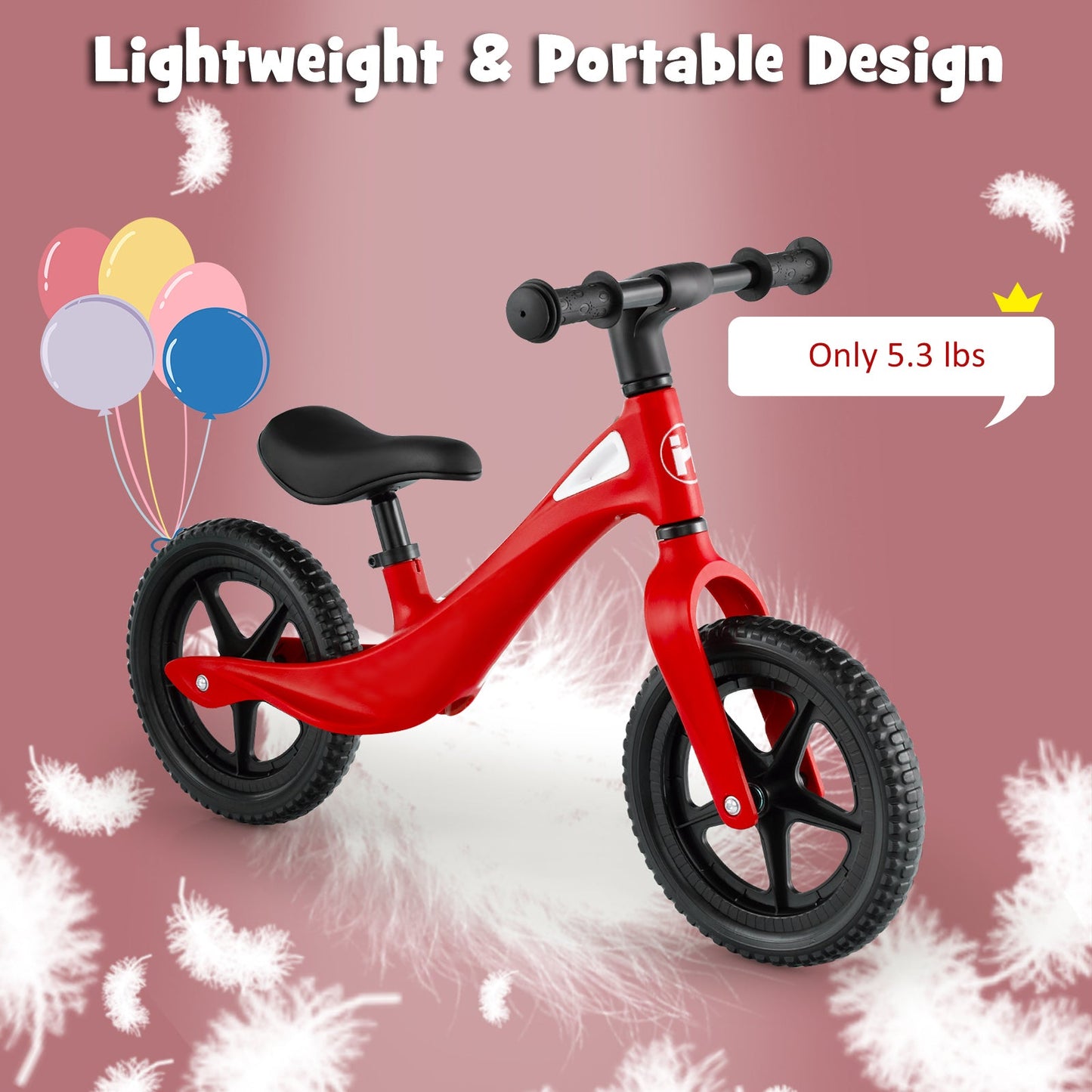 Kids Balance Bike with Rotatable Handlebar - Red