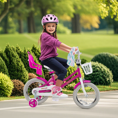 14-Inch Kids Bike with Training Wheels and Dual Brake System