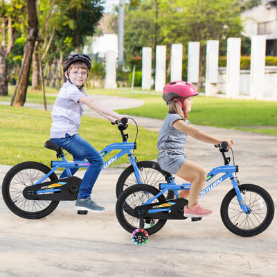 Vélo pour enfants de 16 pouces avec lumières LED et roues d'entraînement réglables