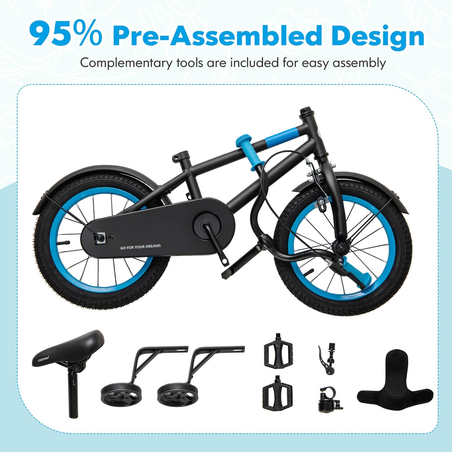 Bicicleta para Niños con Manillar y Sillín Ajustables - 14 Pulgadas