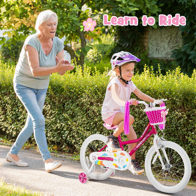 Kids 18-Inch Bicycle with Training Wheels - Pink