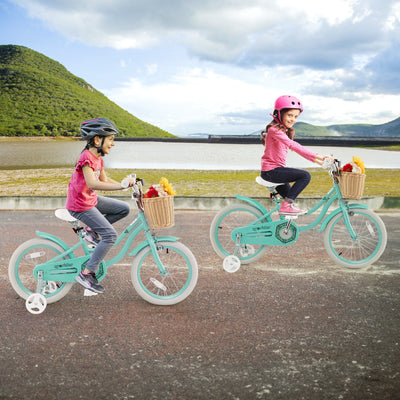 Vélo pour enfants de 16 pouces avec roues d'entraînement - Vert