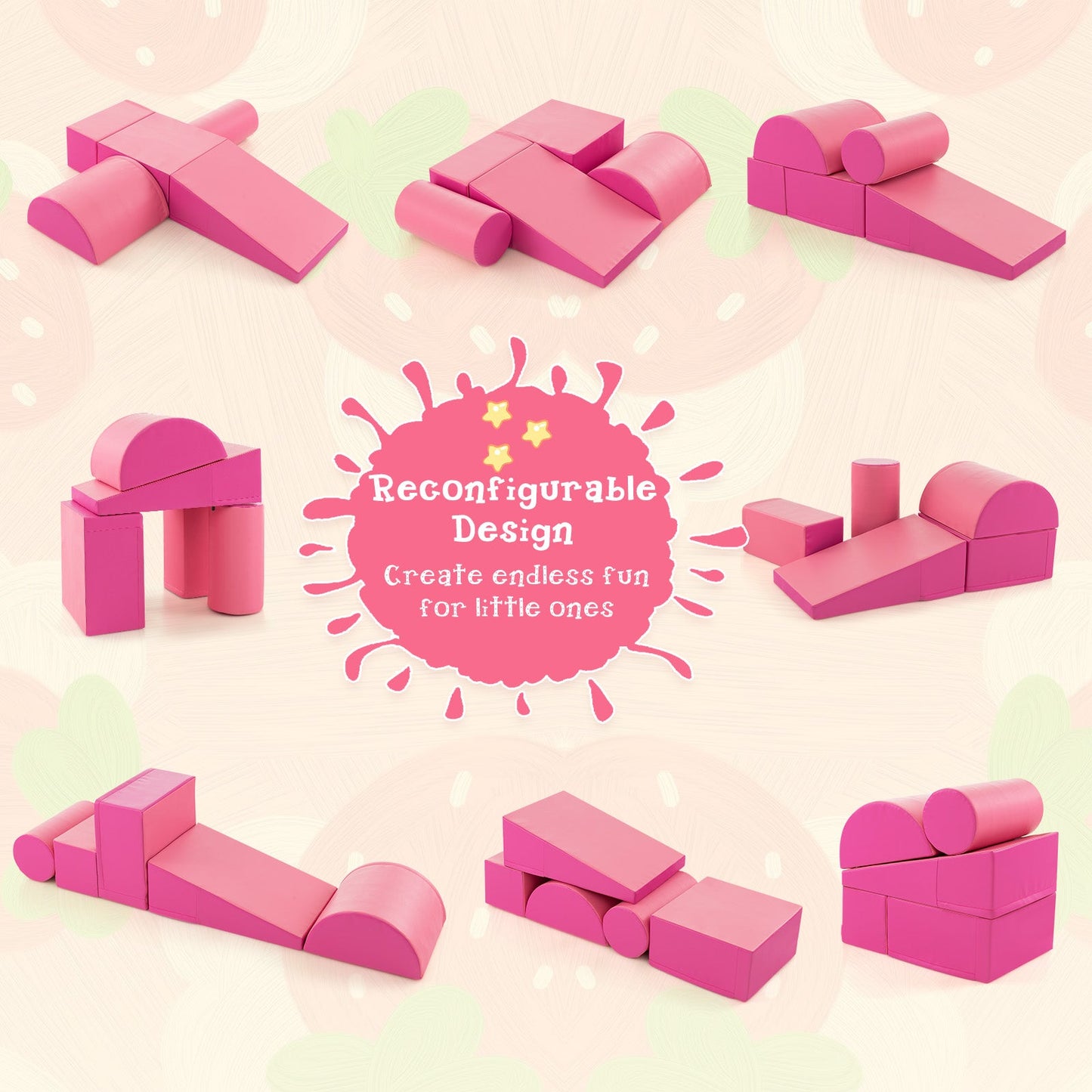 5-Piece Kids Climb and Crawl Activity Playset - Pink