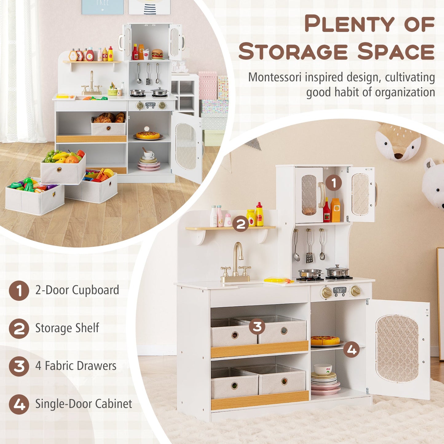 Kids Kitchen Playset with Cooking Accessories - White