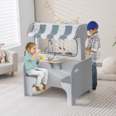 Juego de Cocina de Imaginación para Niños de Doble Cara con Café para 2 Personas - Gris