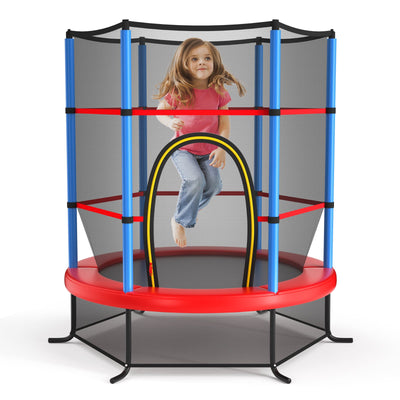 55 Inch Kids Recreational Trampoline with Enclosure Net - Navy