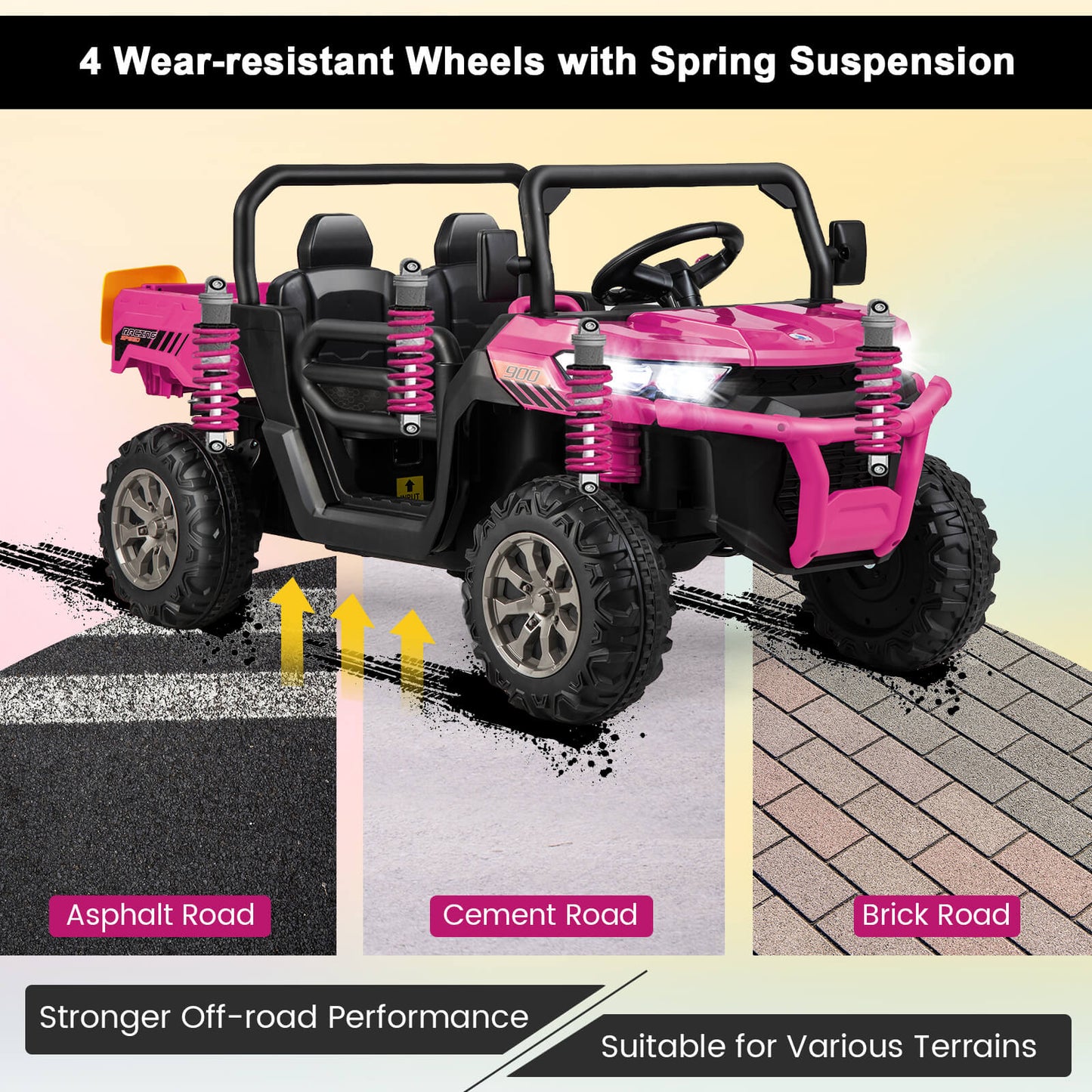 Camion-benne électrique pour enfants 2 places - Rose