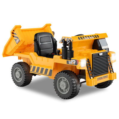 Kids Ride-On Dump Truck 12V with Electric Dump Bed - Yellow