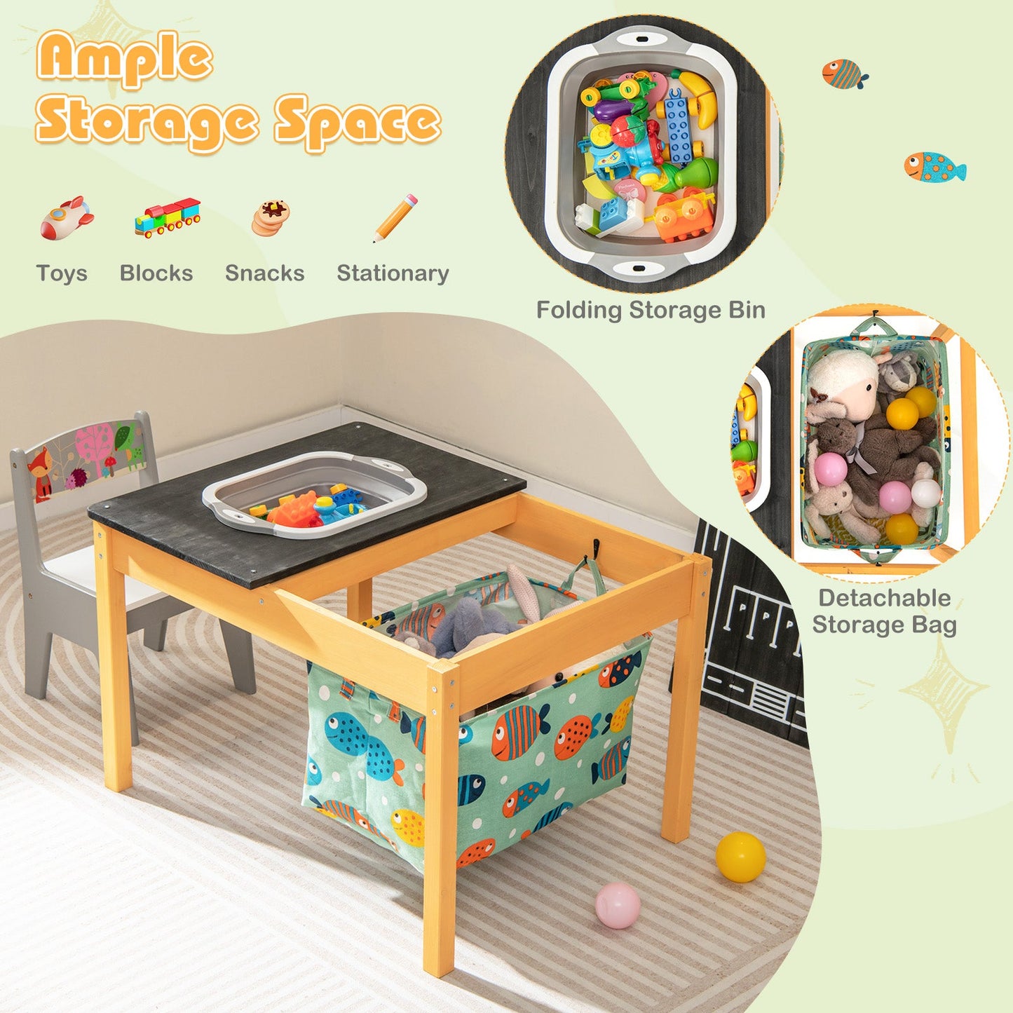 Mesa de Actividades de Arena y Agua para Niños 3 en 1 con Contenedor de Almacenamiento
