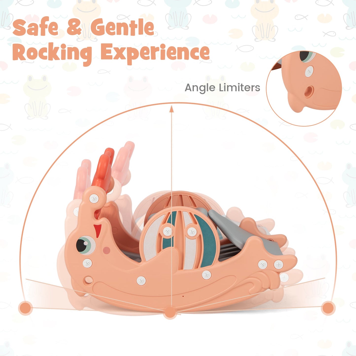 Set de Caballito de Madera y Tobogán 3 en 1 para Niños - Rosa