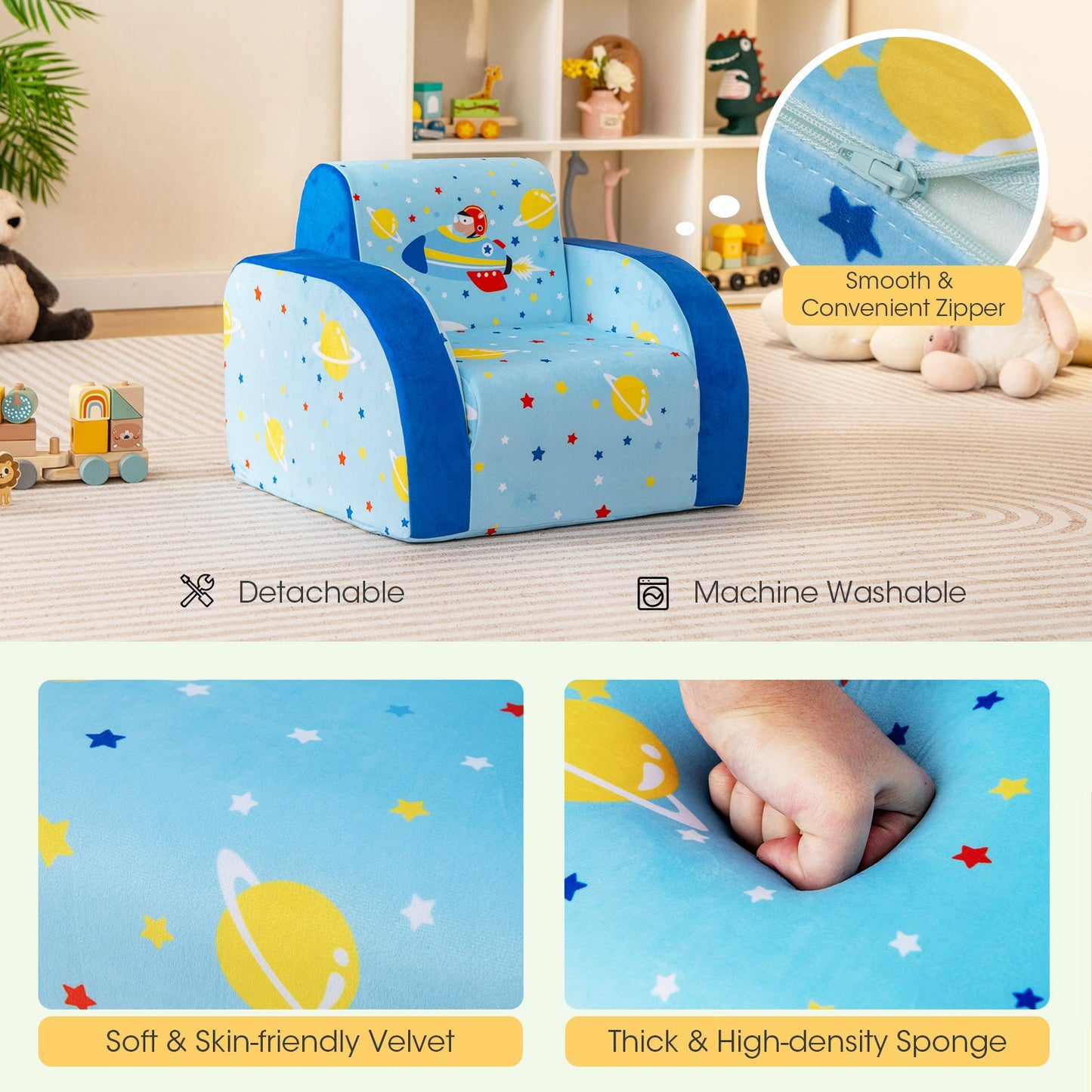 Sofa convertible 3-en-1 pour enfants pour jouer et se détendre