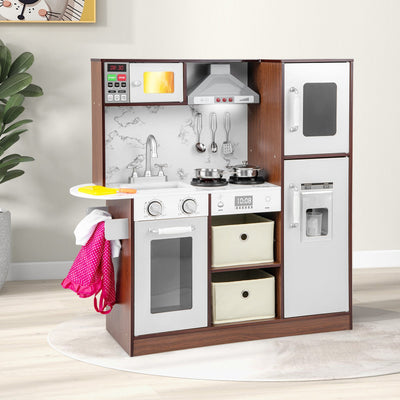 Kids Modern Toy Kitchen Playset with Lights and Sounds
