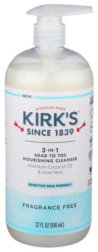 Kirk's 3-in-1 Castile Liquid Cleanser - 32 oz Pump - Korvel